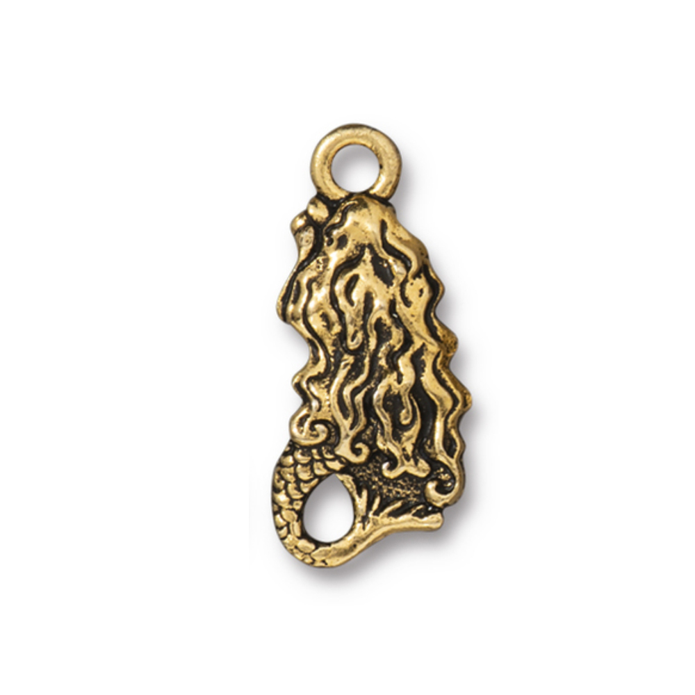 Charms & Solderable Accents Mermaid Charm, Gold Plated Pewter, 23mm